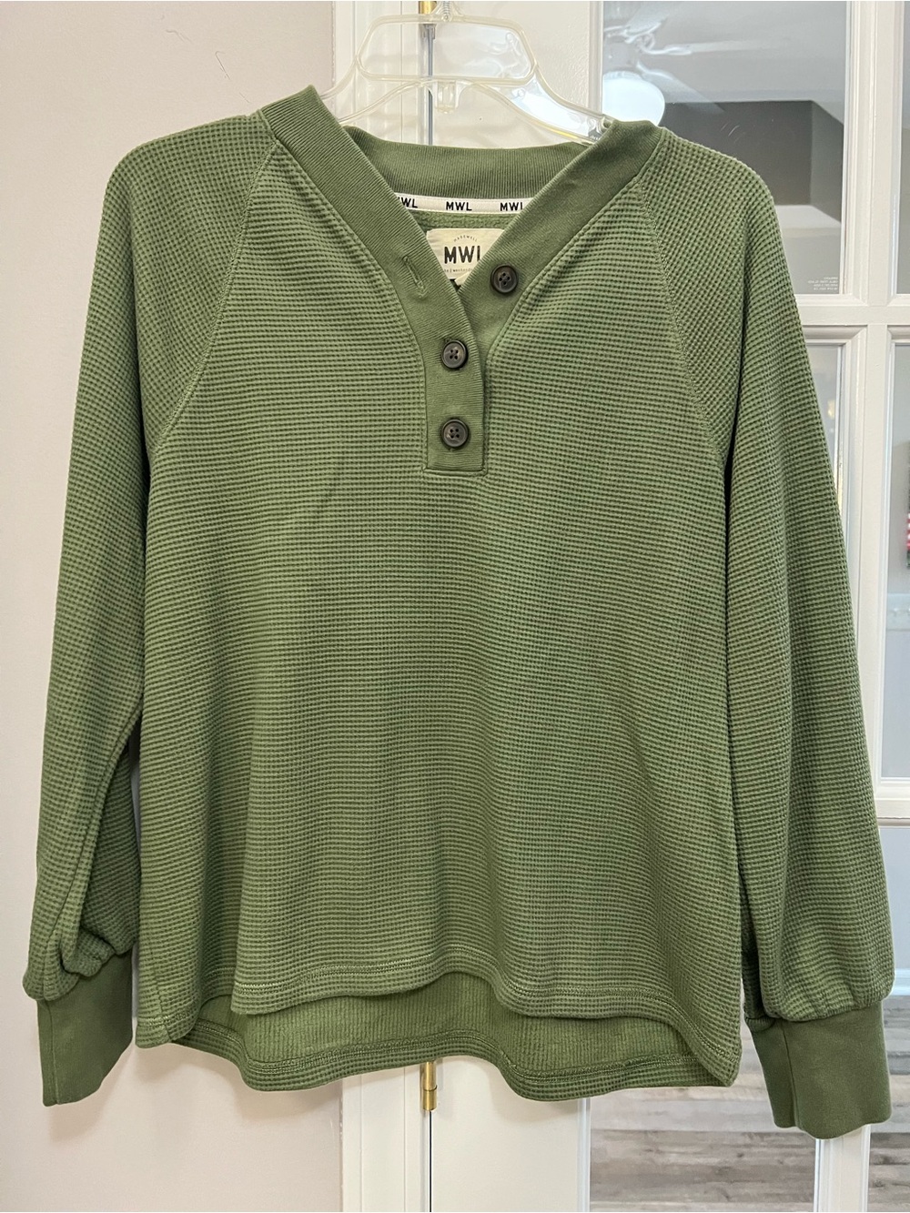 Madewell Olive Green Waffle Henley Pullover